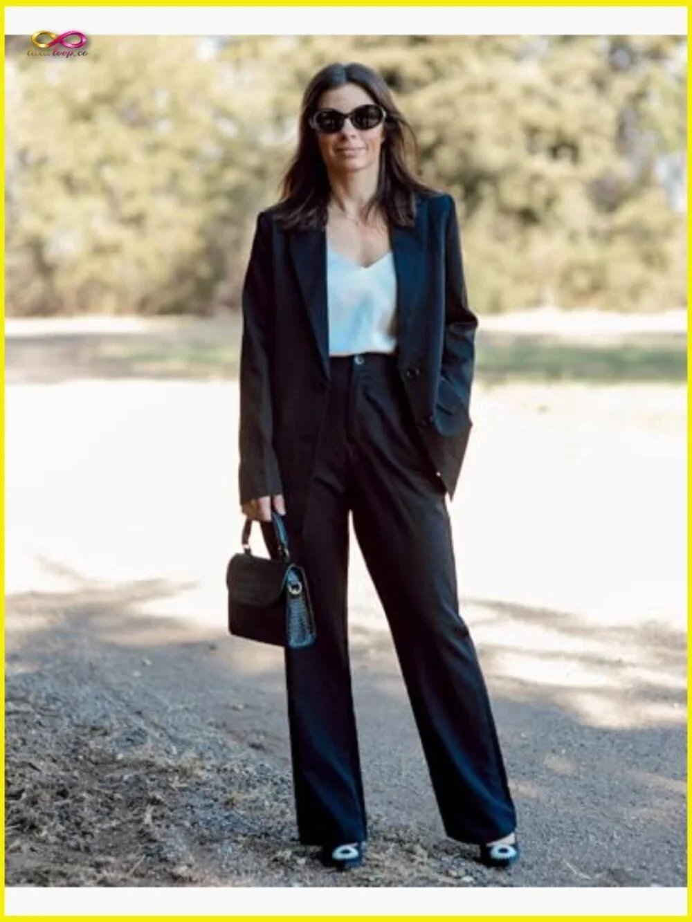 Long Blazer Jacket High Waisted Wide Leg Pants Suit Set Business Casual Elegant